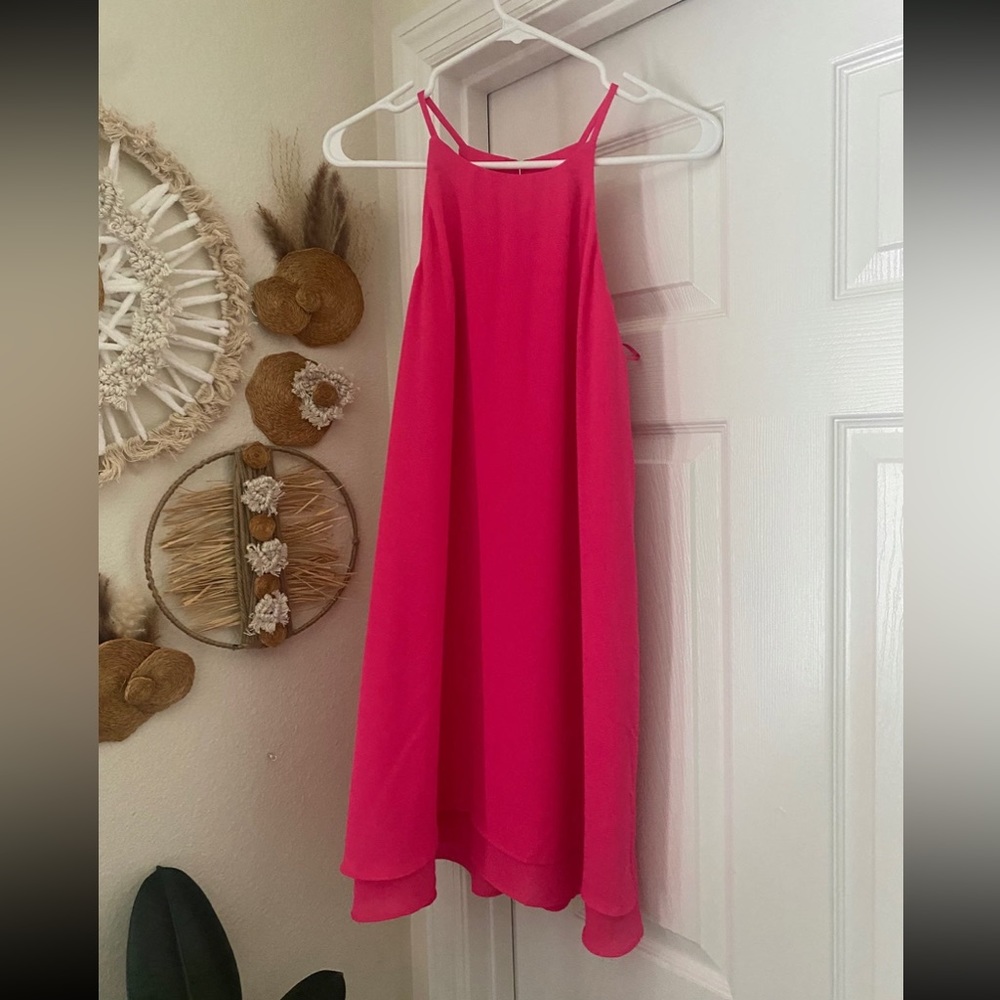 Pink rose hot pink mini dress